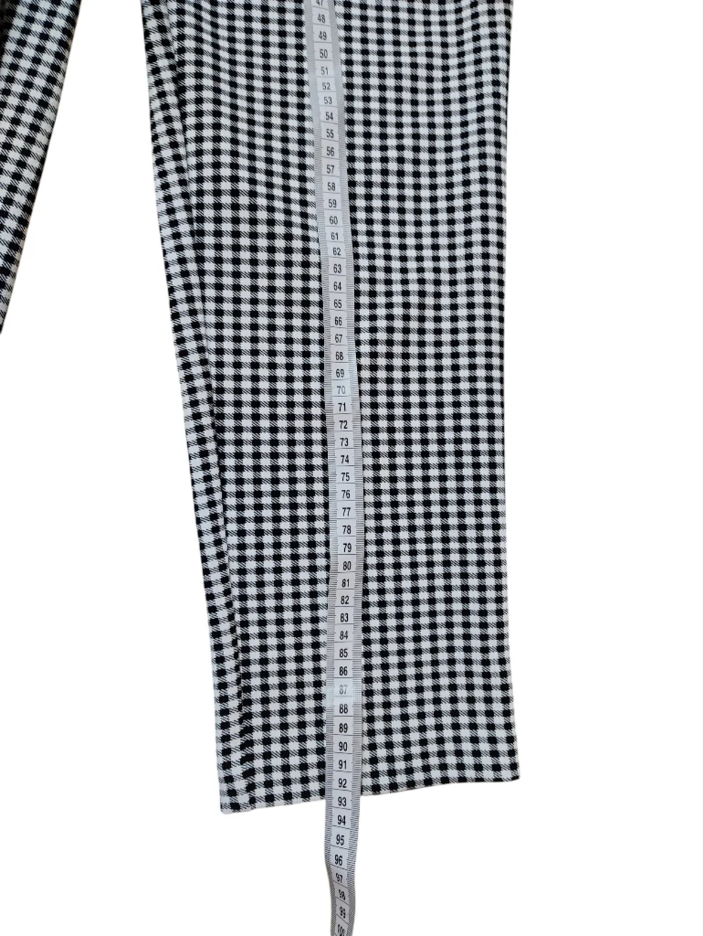 High-Rise Gingham Tie-Waist Pants - Black & White - Size Medium - Picture 3 of 5